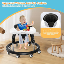 Load image into Gallery viewer, One-Touch Folding Baby Walker, Anti-Roll 8-Wheel round Chassis, 5-Speed Height Adjustment, with Large Dinner Plate and Brake, 6-18 Months Baby Walker, Black