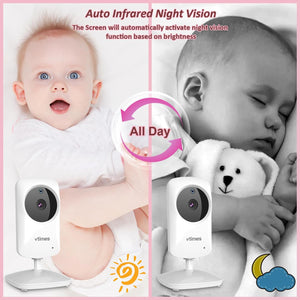 Baby Monitor with Camera and Audio, Video Baby Monitor No Wifi Night Vision, Portable Baby Camera VOX Mode Pan-Tilt-Zoom Alarm and 1000Ft Range, Ideal for Gifts