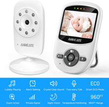 Load image into Gallery viewer, Video Baby Monitor with Digital Camera, Digital 2.4Ghz Wireless Video Monitor with Temperature Monitor, 960Ft Transmission Range, 2-Way Talk, Night Vision, High Capacity Battery (2.4Inch)