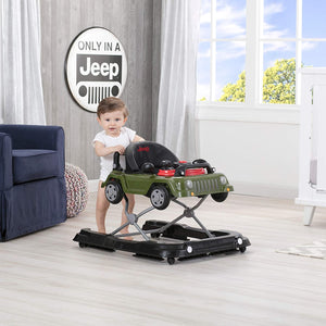 Jeep Classic Wrangler 3-In-1 Grow with Me Activity Walker - Features Music, Lights, Removable Play Tray, Push Walker Mode, Converts into Rolling Car Toy, Anniversary Green