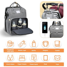 Load image into Gallery viewer, Fashionable Mommy Bag Folding Baby Bed Mother Large Capacity Portable Milk Bottle Diaper Double Shoulder Mom&#39;S Bag